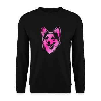 Corgi dessin tête de chien rose - Sweat-shirt Unisexe - noir - Devant - Alina (178cm) & Michal (187cm)