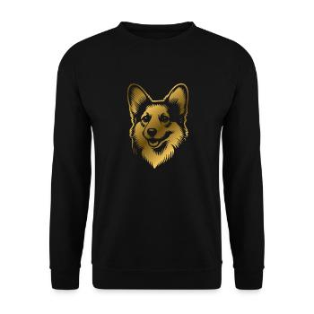 Corgi dessin tête de chien or - Sweat-shirt Unisexe - noir - Devant - Alina (178cm) & Michal (187cm)