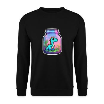 Dinosaur in a Cartoon Jar - Unisex Sweatshirt - black - Front - Alina (178cm) & Michal (187cm)