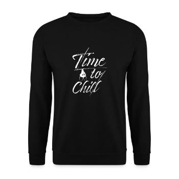 Fledermaus Zeit zum Chillen Spruch - Unisex Pullover - Schwarz - Vorne - Alina (178cm) & Michal (187cm)