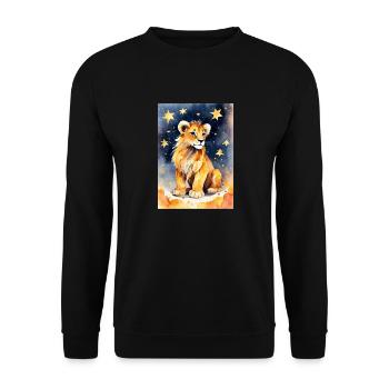 Sternzeichen Löwe - Unisex Pullover - Schwarz - Vorne - Alina (178cm) & Michal (187cm)