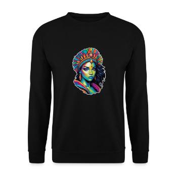 Afro Frau - Schönheit - Unisex Pullover - Schwarz - Vorne - Alina (178cm) & Michal (187cm)