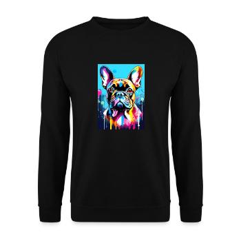 Bulldog peinture Bouledogue français - Sweat-shirt Unisexe - noir - Devant - Alina (178cm) & Michal (187cm)