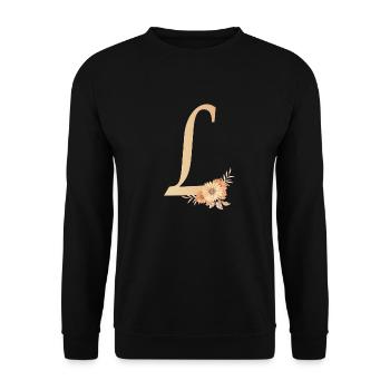 Letter L with flowers - Unisex Sweatshirt - black - Front - Alina (178cm) & Michal (187cm)