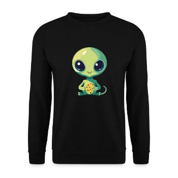 Alien mit Keks - Unisex Pullover - Schwarz - Vorne - Alina (178cm) & Michal (187cm)