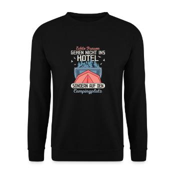 Les vraies femmes ne vont pas à l’hôtel en vacances en camping - Sweat-shirt Unisexe - noir - Devant - Alina (178cm) & Michal (187cm)
