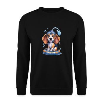 Chiot nageur à l’aventure ! - Sweat-shirt Unisexe - noir - Devant - Alina (178cm) & Michal (187cm)