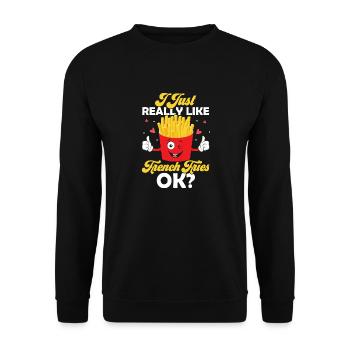 Amateur de frites : c’est plus qu’une - Sweat-shirt Unisexe - noir - Devant - Alina (178cm) & Michal (187cm)