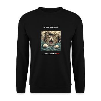 Cat Morning Grouch Sleepy Shirt Sleepy Head - Unisex Sweatshirt - black - Front - Alina (178cm) & Michal (187cm)