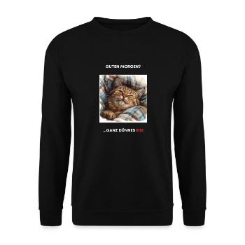 Cat Morning Grouch Sleepy Shirt Sleepy Head - Unisex Sweatshirt - black - Front - Alina (178cm) & Michal (187cm)