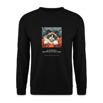 Cat Morning Grouch Sleepy Shirt Sleepy Head - Unisex Sweatshirt - black - Front - Alina (178cm) & Michal (187cm)