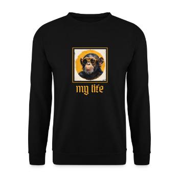 Affe Sonnenbrille Cool - Unisex Pullover - Schwarz - Vorne - Alina (178cm) & Michal (187cm)