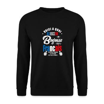 Bogosse Français vive la france - Sweat-shirt Unisexe - noir - Devant - Alina (178cm) & Michal (187cm)