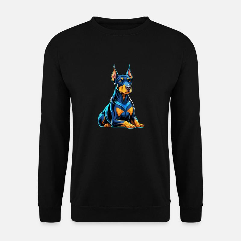 Dobermann sitzend mit Hundeblick - Unisex Pullover - Schwarz
