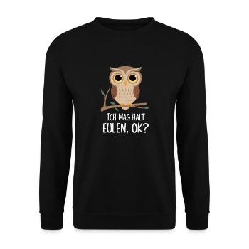 oiseau de nuit hibou hibou oiseau - Sweat-shirt Unisexe - noir - Devant - Alina (178cm) & Michal (187cm)