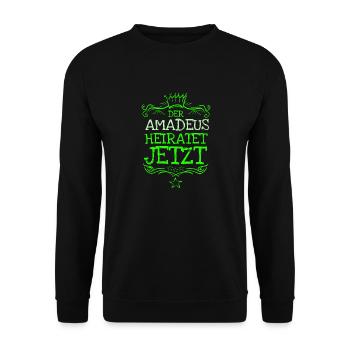 Amadeus als Bachelor - Unisex Pullover - Schwarz - Vorne - Alina (178cm) & Michal (187cm)