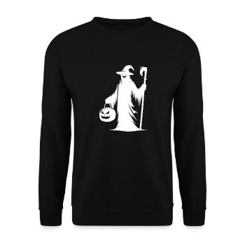 Magic Ghost with Halloween Pumpkin - Unisex Sweatshirt - black - Front - Alina (178cm) & Michal (187cm)