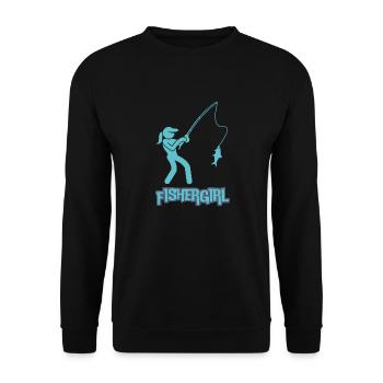 Fishergirl - Frauen, die fischen - Unisex Pullover - Schwarz - Vorne - Alina (178cm) & Michal (187cm)