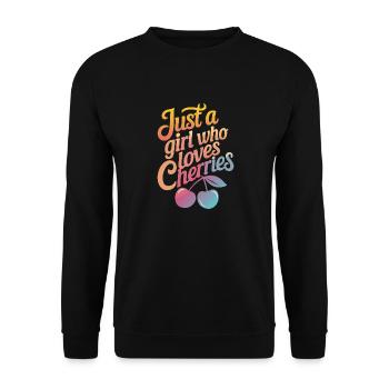 Kirsche Kirschen Früchte Essen - Unisex Pullover - Schwarz - Vorne - Alina (178cm) & Michal (187cm)