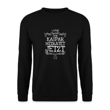 Geschenk für Kaspar - Unisex Pullover - Schwarz - Vorne - Alina (178cm) & Michal (187cm)
