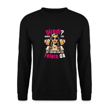 Dirndl Brauch I Ned I Bin Nur Zum Feiern Da Bier - Unisex Pullover - Schwarz - Vorne - Alina (178cm) & Michal (187cm)