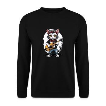 Cat Rocker Cat HardRock Gift - Unisex Sweatshirt - black - Front - Alina (178cm) & Michal (187cm)