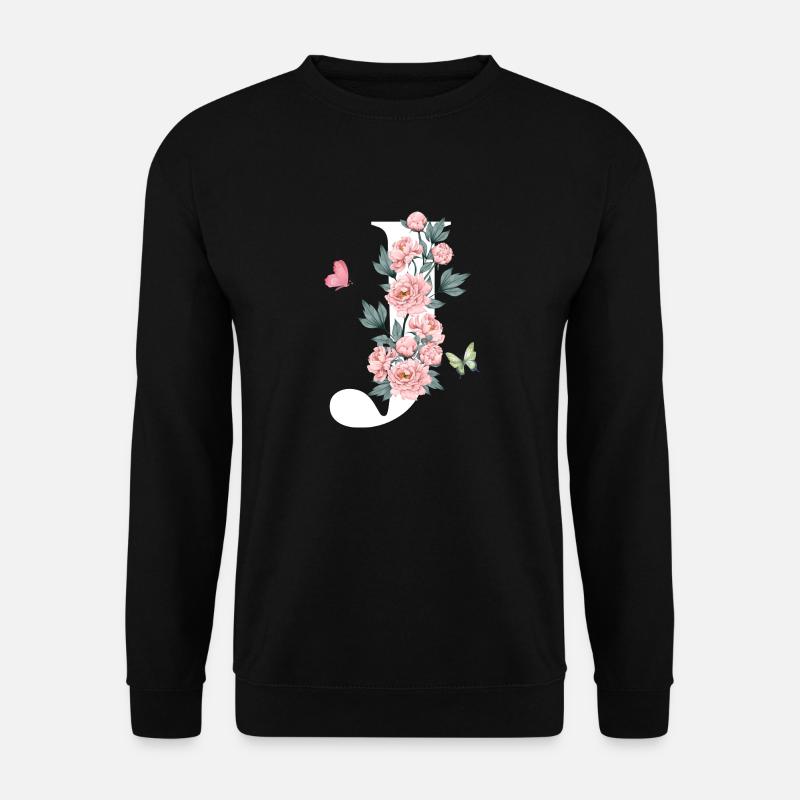 Letter j Pink Flowers - Unisex Sweatshirt - black