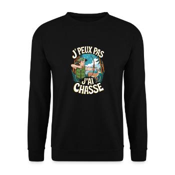 J'peux pas j'ai chasse - Sweat-shirt Unisexe - noir - Devant - Alina (178cm) & Michal (187cm)