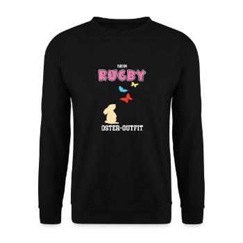 Rugby Oster Outfit Rugbyspieler Ostern Spielerin - Unisex Pullover - Schwarz - Vorne - Alina (178cm) & Michal (187cm)
