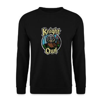 Cute Cartoon Knight Owl Funny Medieval Fantasy Pun - Unisex Sweatshirt - black - Front - Alina (178cm) & Michal (187cm)