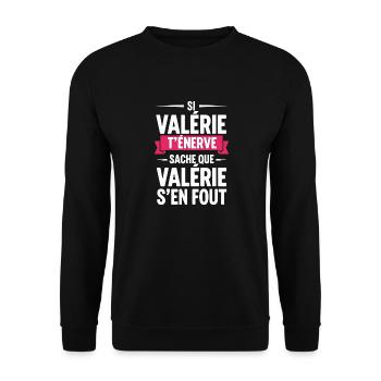 Cadeau Femme Humour Prénom Personnalisé Valérie - Sweat-shirt Unisexe - noir - Devant - Alina (178cm) & Michal (187cm)