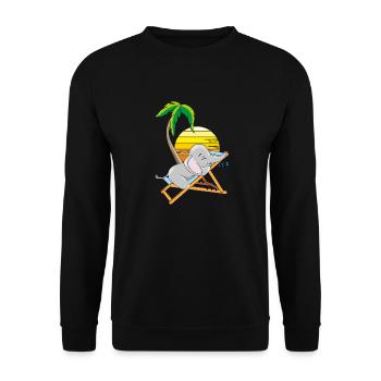 Sleeping baby elephant under the palm tree - Unisex Sweatshirt - black - Front - Alina (178cm) & Michal (187cm)