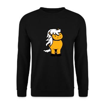 Pferd Süß Pony Fohlen Pferdemädchen Niedlich Comic - Unisex Pullover - Schwarz - Vorne - Alina (178cm) & Michal (187cm)