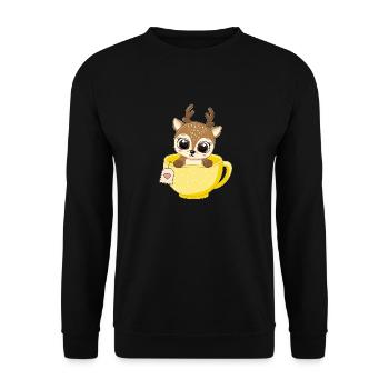 Bébé renne dans la tasse cadeaux d’enfant de Noël - Sweat-shirt Unisexe - noir - Devant - Alina (178cm) & Michal (187cm)