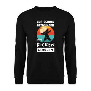 Fußball Dabbing Fußballfan Geschenk - Unisex Pullover - Schwarz - Vorne - Alina (178cm) & Michal (187cm)