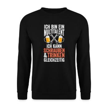 Schrauber Bier Autoschrauber Geschenk - Unisex Pullover - Schwarz - Vorne - Alina (178cm) & Michal (187cm)