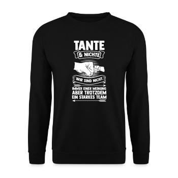 Tante & Nichte Familie Nichte Geschenk - Unisex Pullover - Schwarz - Vorne - Alina (178cm) & Michal (187cm)