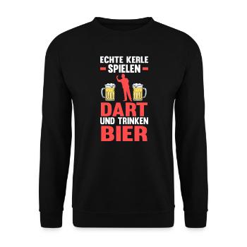 Dart Papa und Hobby Dart spieler Geschenk - Unisex Pullover - Schwarz - Vorne - Alina (178cm) & Michal (187cm)