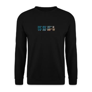 Motif: Coordinates of Playa de Cofete - Unisex Sweatshirt - black - Front - Alina (178cm) & Michal (187cm)