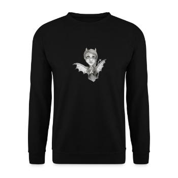 Niedliches Engelchen Teufelchen lustiger Luzifer - Unisex Pullover - Schwarz - Vorne - Alina (178cm) & Michal (187cm)