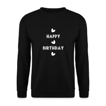HAPPY BIRTHDAY. JOYEUX ANNIVERSAIRE. ANNIVERSAIRE. - Sweat-shirt Unisexe - noir - Devant - Alina (178cm) & Michal (187cm)