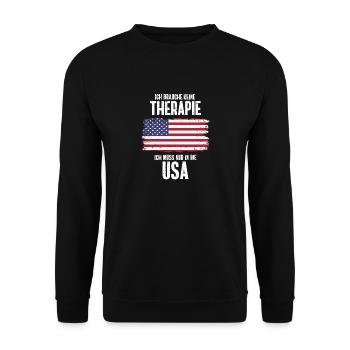 Therapie USA Amerika Nationalität Geschenk - Unisex Pullover - Schwarz - Vorne - Alina (178cm) & Michal (187cm)