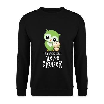 Der weltbeste kleine Bruder - Eulen Geschwister - Unisex Pullover - Schwarz - Vorne - Alina (178cm) & Michal (187cm)