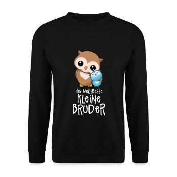 Der weltbeste kleine Bruder - Eulen Geschwister - Unisex Pullover - Schwarz - Vorne - Alina (178cm) & Michal (187cm)