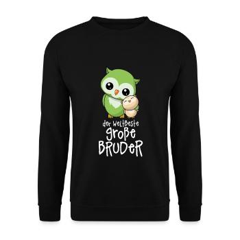 Der weltbeste große Bruder - Großer Bruder Eulen - Unisex Pullover - Schwarz - Vorne - Alina (178cm) & Michal (187cm)