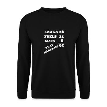 55. Geburtstag - THAT MAKES ME 55 - Unisex Pullover - Schwarz - Vorne - Alina (178cm) & Michal (187cm)