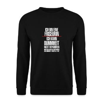 Ich Bin Eine FRISEURIN - Unisex Pullover - Schwarz - Vorne - Alina (178cm) & Michal (187cm)