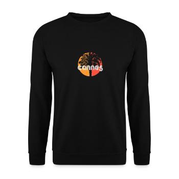 Cannes France Vacances Artistiques Souvenir Palmier - Sweat-shirt Unisexe - noir - Devant - Alina (178cm) & Michal (187cm)