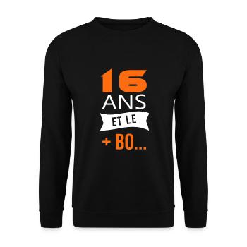 16 ans anniversaire 16 ans et le plus beau - Sweat-shirt Unisexe - noir - Devant - Alina (178cm) & Michal (187cm)