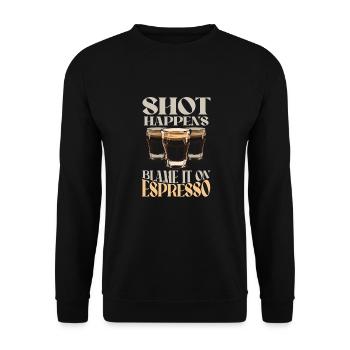 Shot Happens - Espresso Coffee Lovers - Unisex Sweatshirt - black - Front - Alina (178cm) & Michal (187cm)